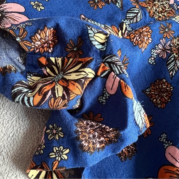 Modcloth Summer Camp Solstice Button Romper Sapphire Blue Floral Sz 12 - Picture 11 of 16